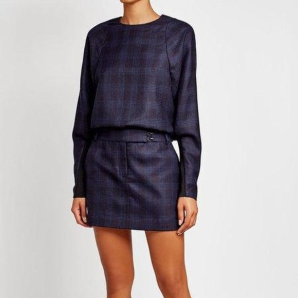 Tibi Tops - NWOT TIBI Navy Blue Printed Wool Top Long Sleeve Top M